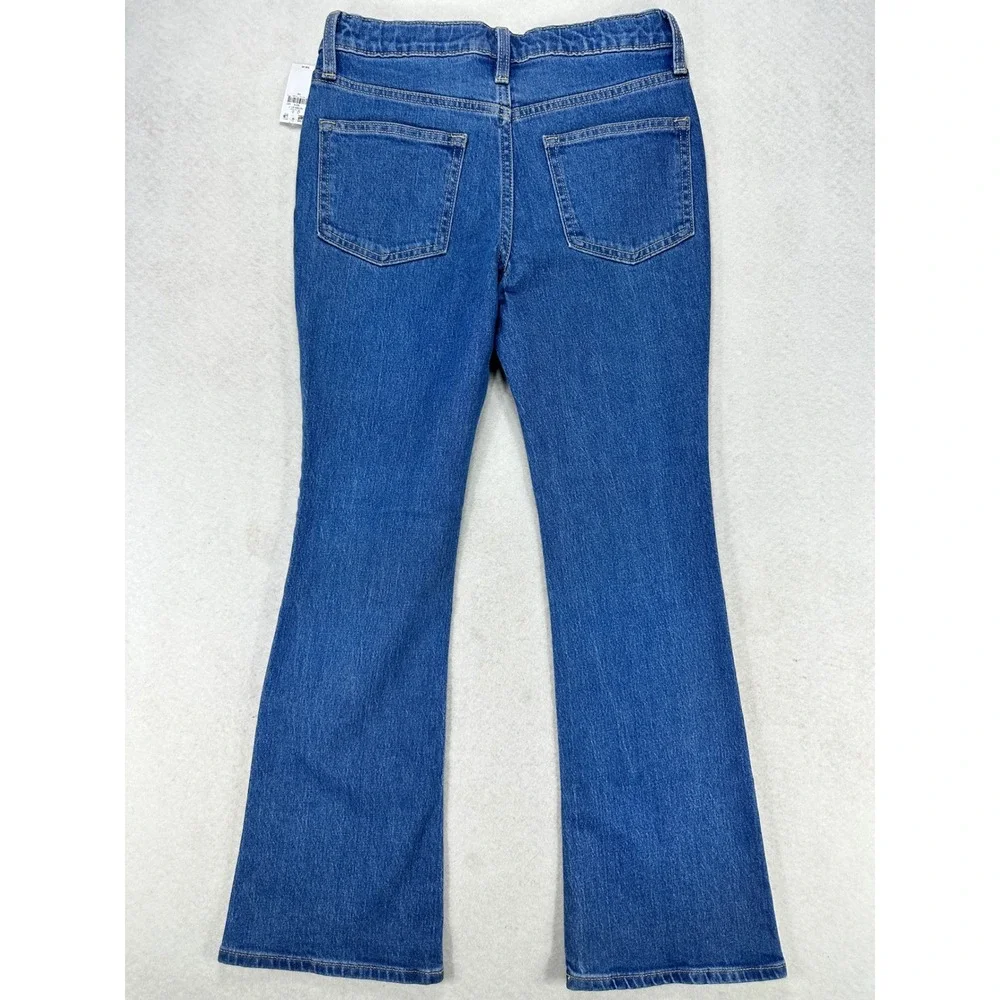 Old Navy Kids Girls Size 14 High-Rise Flare Embroidered Floral Blue Jeans NWT